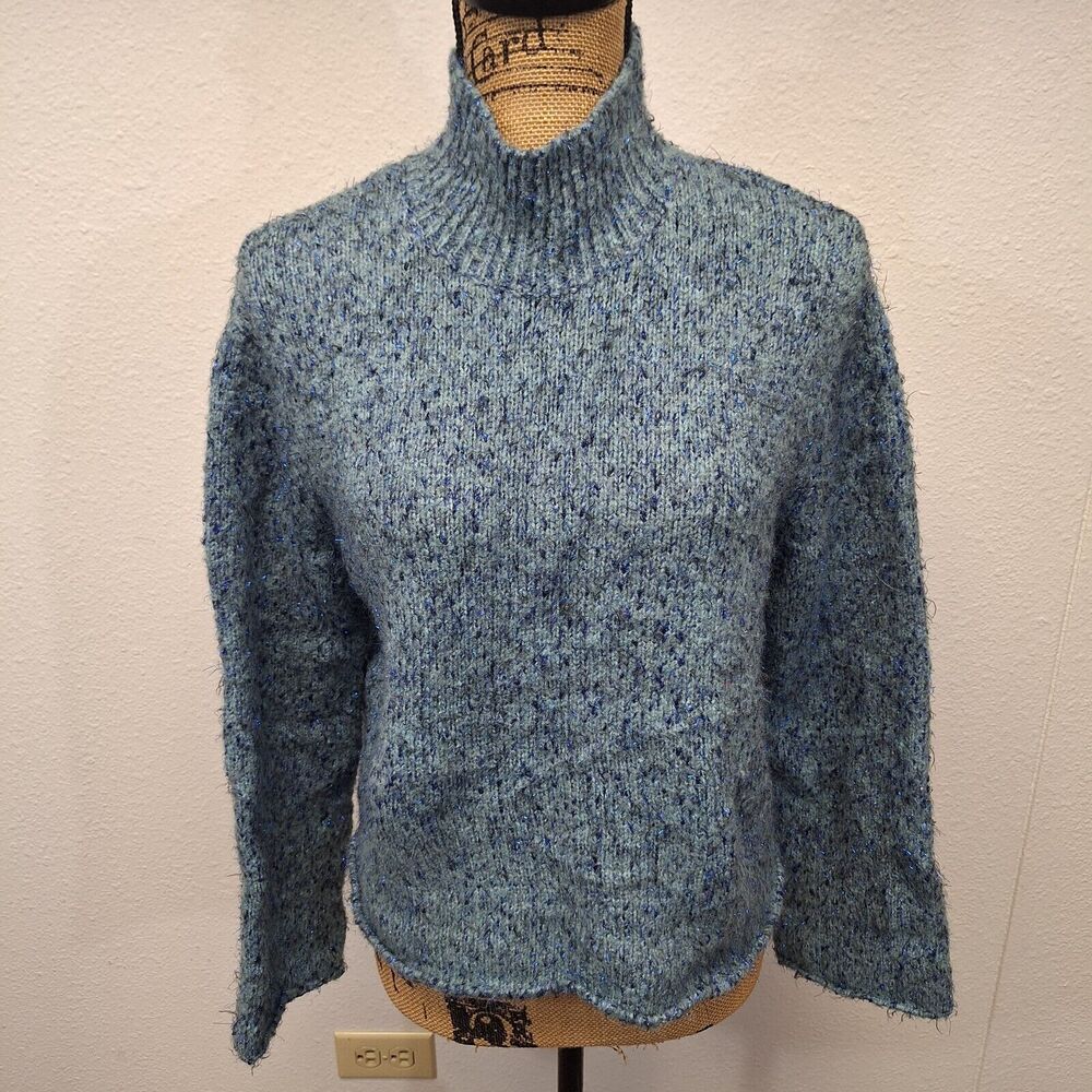 Moth Turtle Neck Long Sleeves Sparkle Sweater Top Multicolor Women's Size XSP